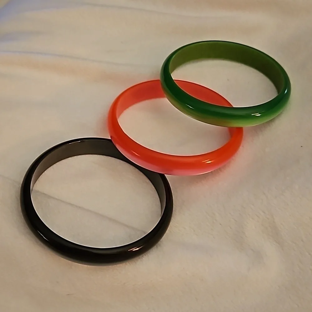 Vintage Set of Three Moonglow Atomic Bangle Festival Bracelets